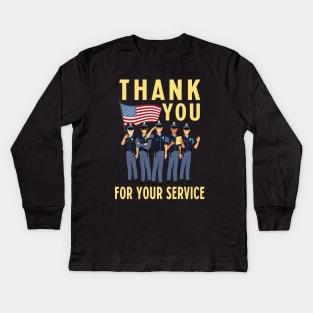Thank You for Your Service - Law Enforcement - Back the Blue Kids Long Sleeve T-Shirt